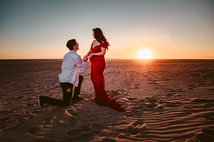 maternity proposal engagement photoshoot on a Long Island Beach